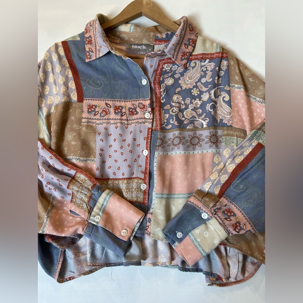 Patchwork Button-Up Blouse - image 6